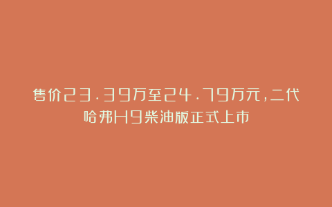 售价23.39万至24.79万元,二代哈弗H9柴油版正式上市