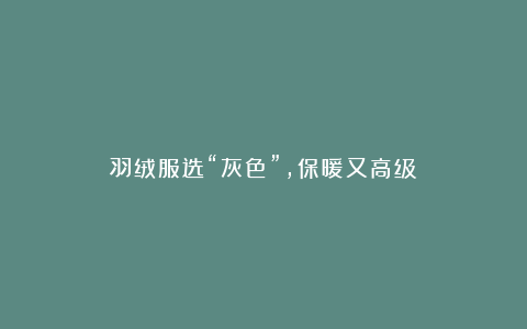 羽绒服选“灰色”,保暖又高级!