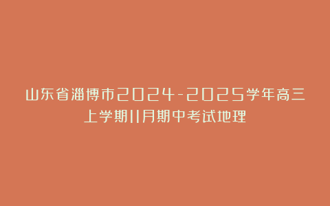 山东省淄博市2024-2025学年高三上学期11月期中考试地理