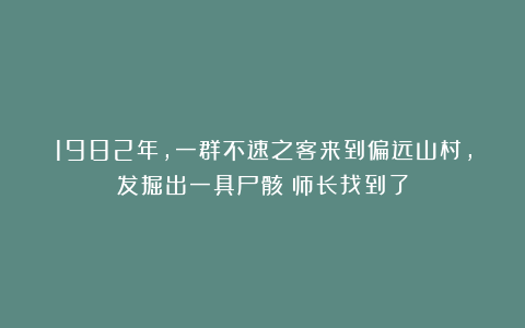 1982年，一群不速之客来到偏远山村，发掘出一具尸骸：师长找到了