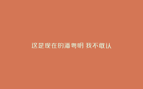 这是现在的潘粤明?我不敢认
