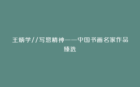 王炳学//写意精神——中国书画名家作品臻选