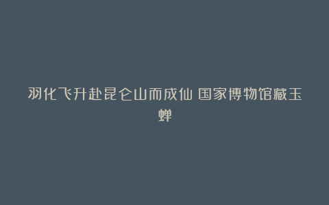 羽化飞升赴昆仑山而成仙:国家博物馆藏玉蝉