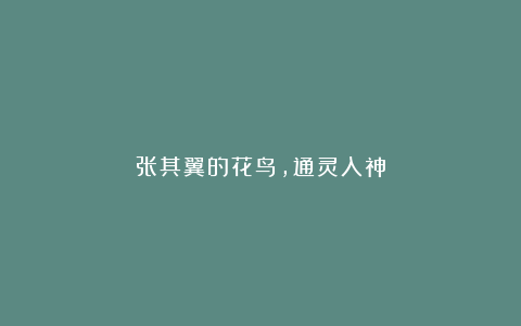 张其翼的花鸟,通灵入神