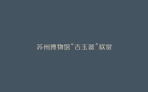 苏州博物馆“古玉器”欣赏