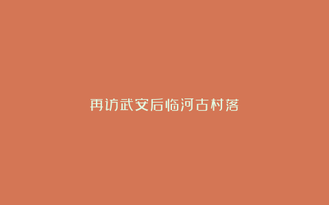 再访武安后临河古村落
