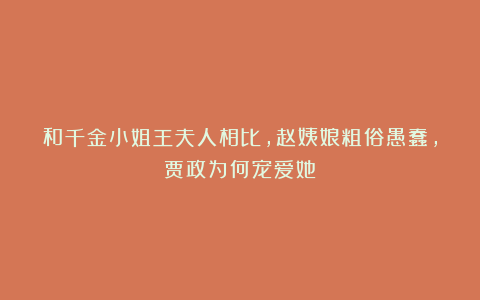 和千金小姐王夫人相比,赵姨娘粗俗愚蠢,贾政为何宠爱她