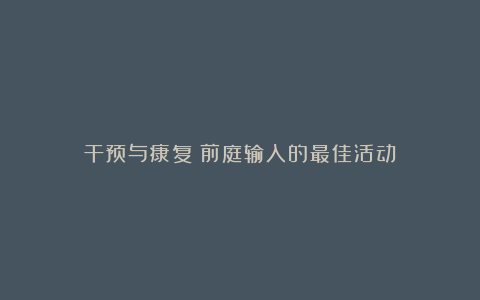干预与康复:前庭输入的最佳活动