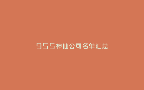 955神仙公司名单汇总