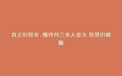 真正的智者,懂得向三类人低头:智慧的精髓