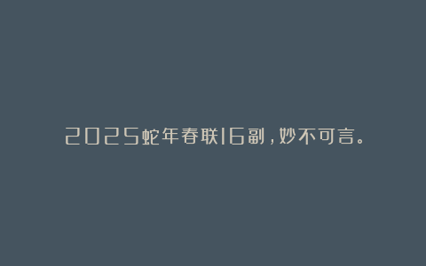 2025蛇年春联16副,妙不可言。