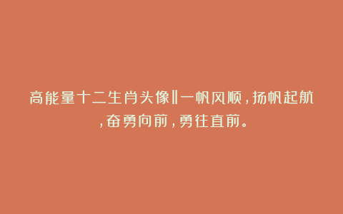 高能量十二生肖头像‖一帆风顺，扬帆起航，奋勇向前，勇往直前。