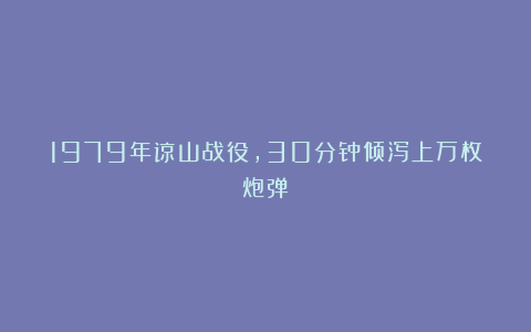 1979年谅山战役,30分钟倾泻上万枚炮弹