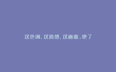 这色调、这质感、这画面,绝了