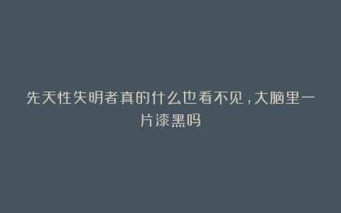 先天性失明者真的什么也看不见,大脑里一片漆黑吗?