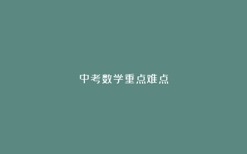 中考数学重点难点