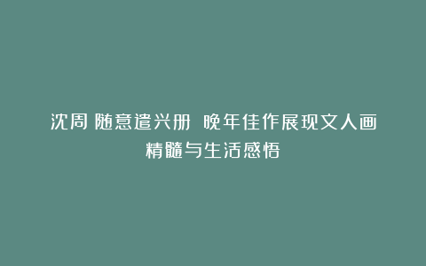 沈周《随意遣兴册》：晚年佳作展现文人画精髓与生活感悟