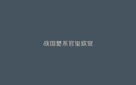 战国楚系官玺欣赏