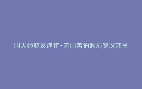 国大师林发述作-寿山善伯洞石罗汉钮章