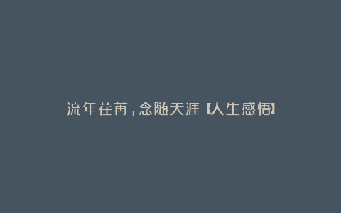 流年荏苒,念随天涯【人生感悟】