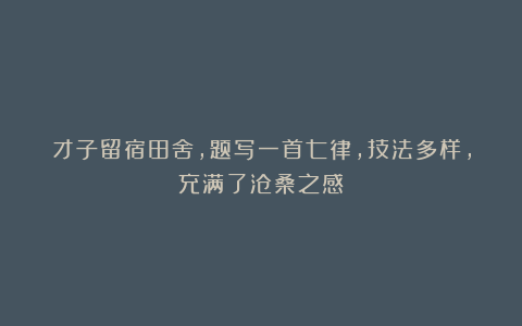 才子留宿田舍,题写一首七律,技法多样,充满了沧桑之感
