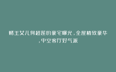 赌王女儿何超莲的豪宅曝光,全屋精致豪华,中空客厅好气派!