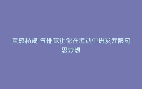 灵感枯竭?气排球让你在运动中迸发无限奇思妙想!