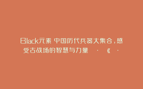 Black元素：中国历代兵器大集合，感受古战场的智慧与力量！🏷️🔫🏷️