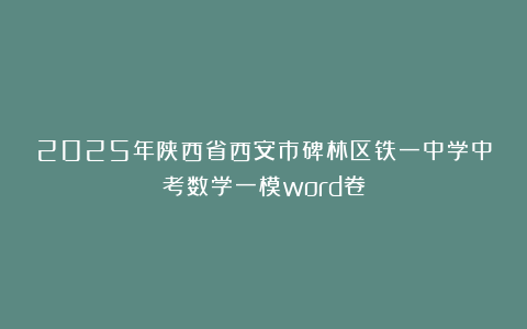 2025年陕西省西安市碑林区铁一中学中考数学一模word卷