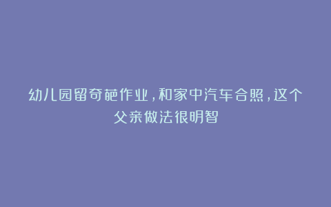 幼儿园留奇葩作业,和家中汽车合照,这个父亲做法很明智