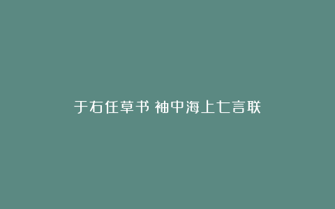 于右任草书《袖中海上七言联》