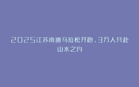 2025江苏南通马拉松开跑,3万人共赴山水之约