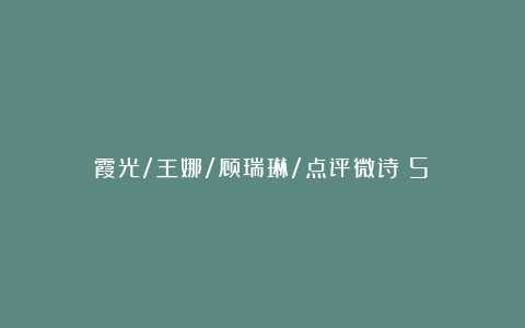 霞光/王娜/顾瑞琳/点评微诗（5）