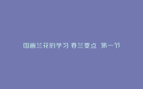 国画兰花的学习:春兰要点 第一节