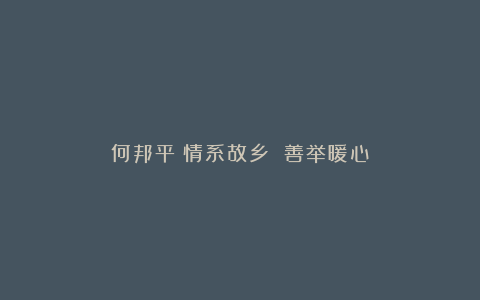 何邦平∣情系故乡 善举暖心