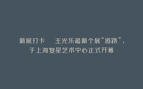 新展打卡 | 王光乐最新个展“道路”,于上海复星艺术中心正式开幕!