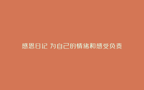 感恩日记:为自己的情绪和感受负责