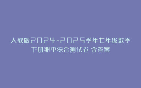 人教版2024-2025学年七年级数学下册期中综合测试卷（含答案）
