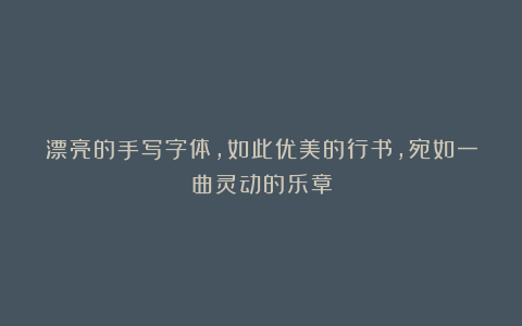 漂亮的手写字体,如此优美的行书,宛如一曲灵动的乐章