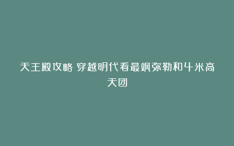 天王殿攻略|穿越明代看最飒弥勒和4米高天团