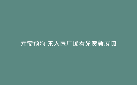 无需预约！来人民广场看免费新展啦