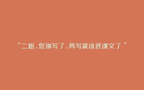 “二姐,您别写了,再写就该进课文了!”