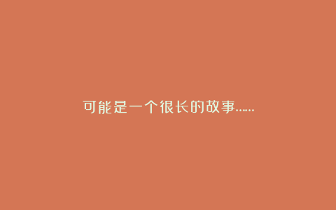 可能是一个很长的故事……
