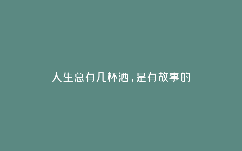 人生总有几杯酒,是有故事的