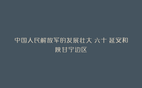 中国人民解放军的发展壮大(六十)延安和陕甘宁边区