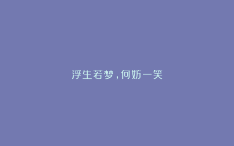 浮生若梦,何妨一笑