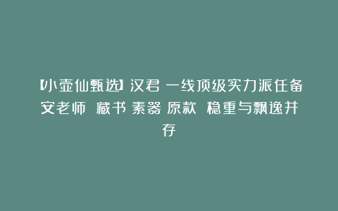 【小壶仙甄选】汉君|一线顶级实力派任备安老师 藏书《素器》原款 稳重与飘逸并存