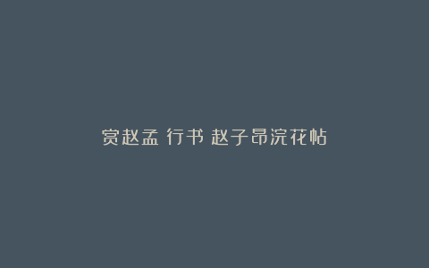 赏赵孟頫行书《赵子昂浣花帖》