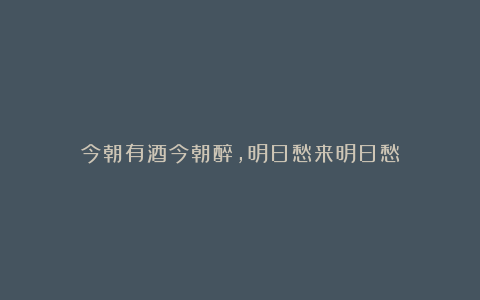 今朝有酒今朝醉，明日愁来明日愁