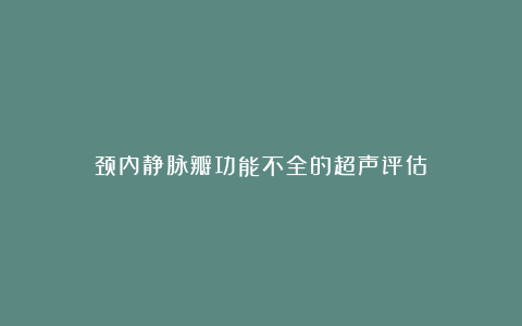 颈内静脉瓣功能不全的超声评估